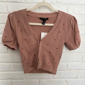 Forever 21 Blush Cardigan with Embroidered Accents